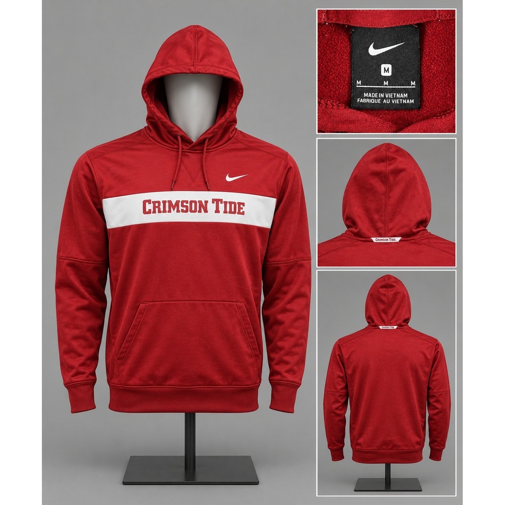Nike Crimson Tide Hoodie Mens Medium Red Excellent Alabama FA18GRV Pullover